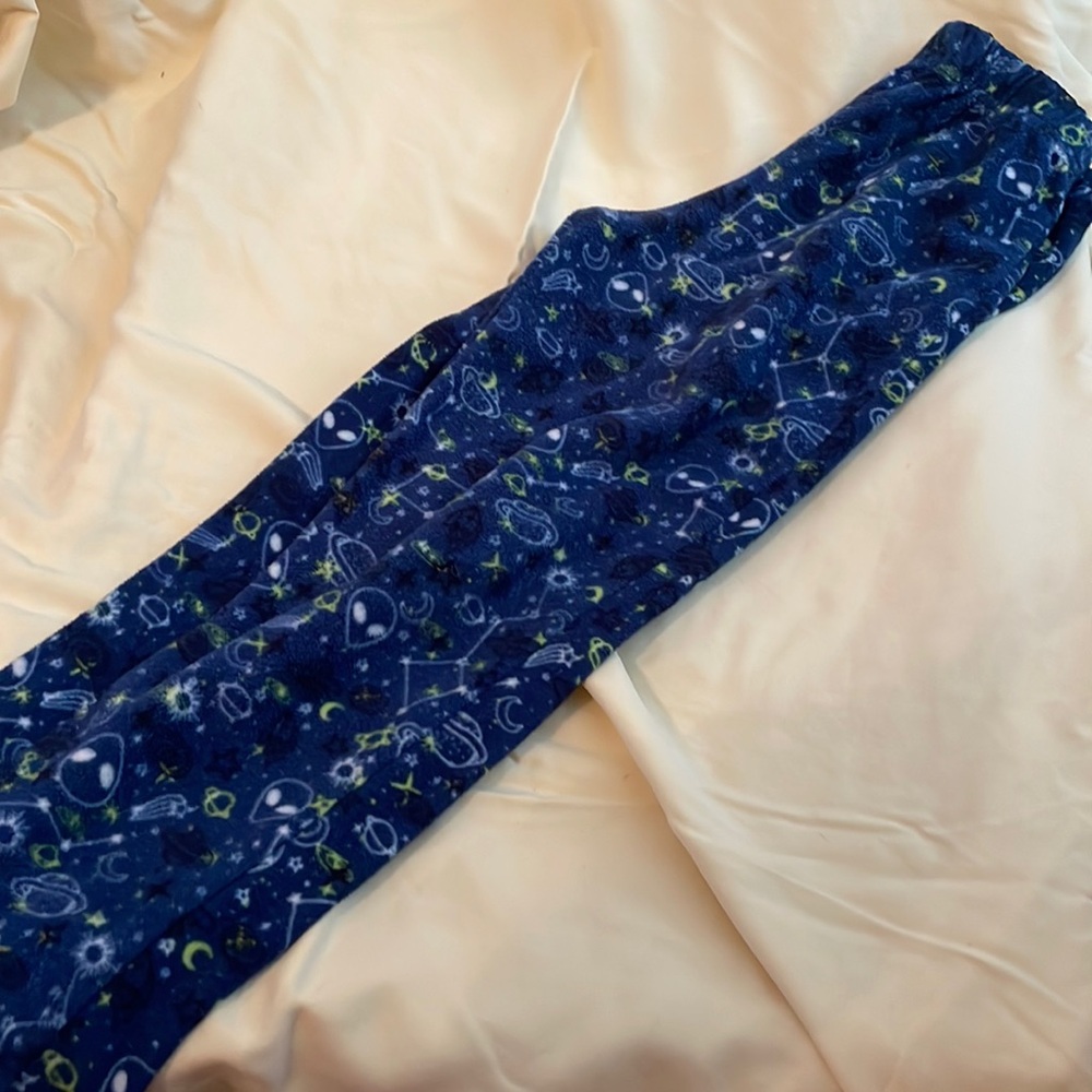 Blue alien pajama pants